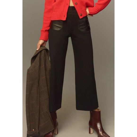 New Anthropologie The Colette Faux Leather Pocket Wide-Leg Pants Maeve Black 31 - Picture 14 of 14